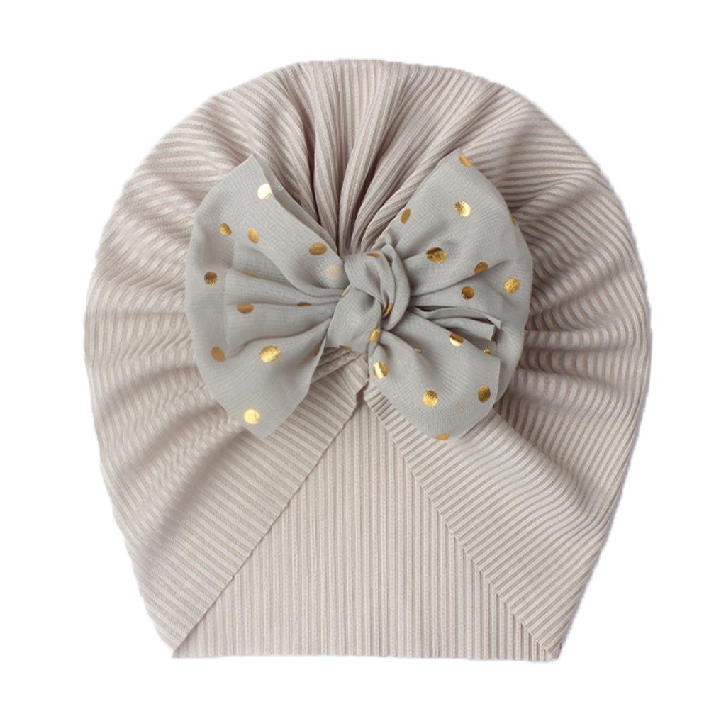European & American Baby Ribbed Bow Hat - Polyester Pullover Cap