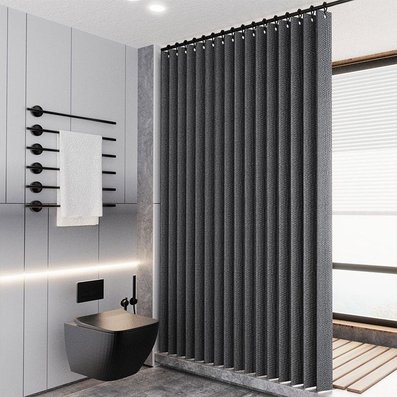 Laminierter Imitationsleinen Mehrfarbig Großer Ring Wasserdicht Starker Dicker Stoff Undurchsichtiger Duschvorhang, Geeignet für Badezimmergebrauch