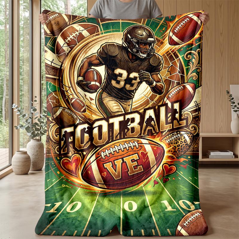 Football Equipment Still Life Theme blanket Lightweight Warm Flannel Blanket Decorative Throw Blanket for Home Decoration