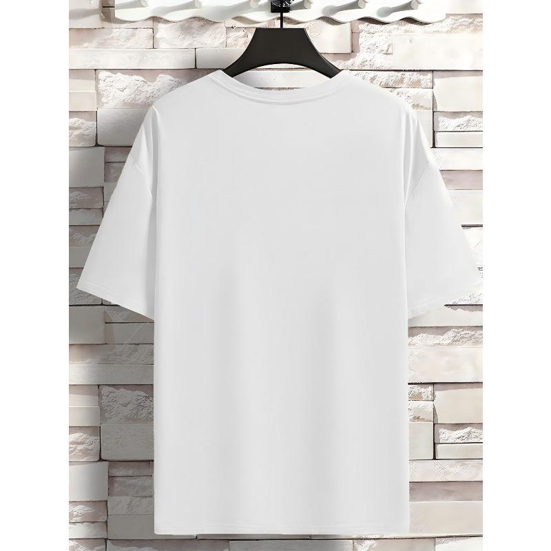 European sizes Boys' Short-Sleeve Hip-Hop Street Style Print T-Shirt with a Black Background, White Text, And Red Stripe Design