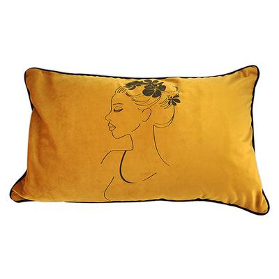 [A3188] - Gold 'Boudoir' Velvet Cushion (face-bun) - 50x30cm