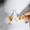 2D Flat Design Orange Juice Earrings Lightweight Material Drop Earrings  Beer Festival