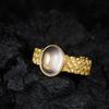 Niche Retro High-End Open Ring S925 Sterling Silver Inlaid With Natural Lapis Lazuli Powder Crystal Colored Treasure Ring For Women