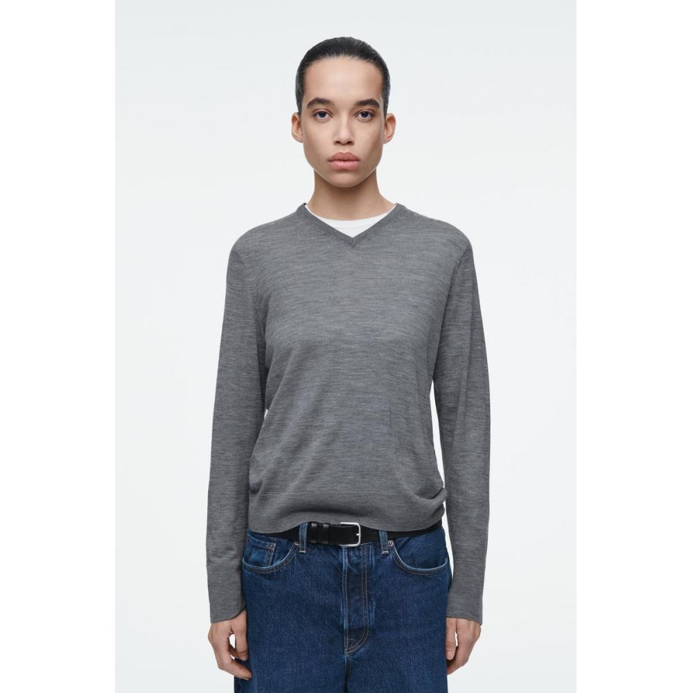 

Cos Japan Merino Wool V Neck Sweater gray/S