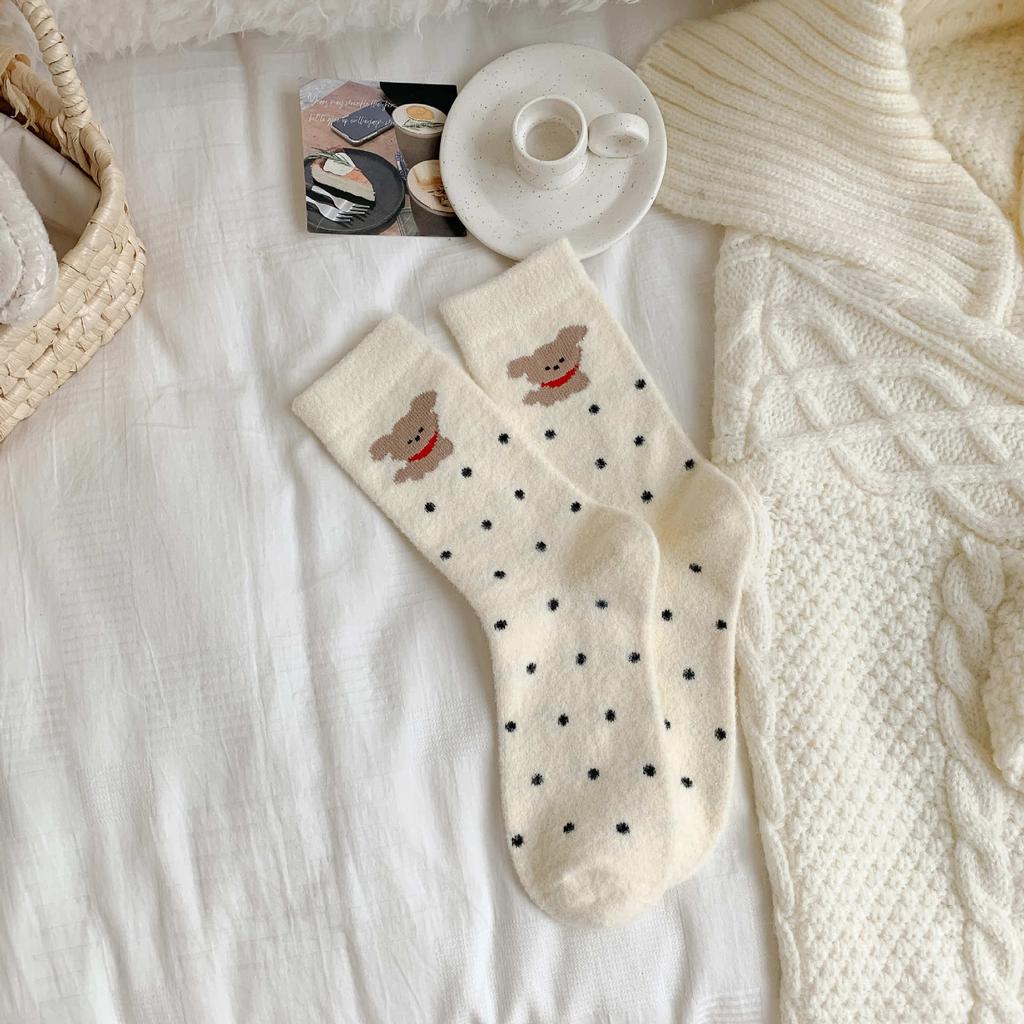 Female Autumn and Winter Thickened Warm Lovely Month Home Sleep Tube Socks