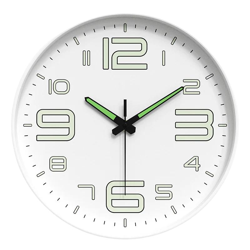 10 Inch Modern Glow in The Dark Wall Clock Non-Ticking Silent Movement Night Light Clock Decorative for Home Living Room Office