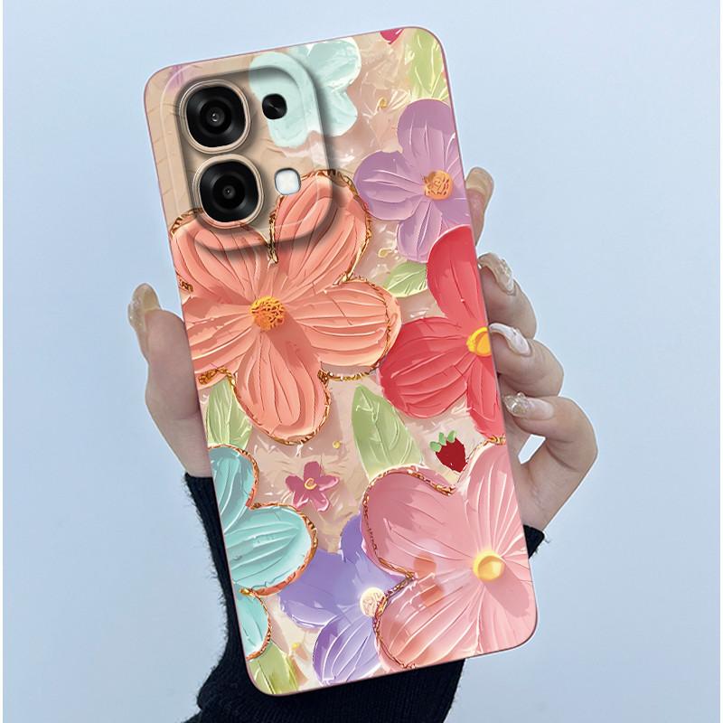 For Oppo A6 Pro 5G 4G Case Fashion Simplicity Oil Painting Floral Silicone Soft Phone Casing New Design Shockproof Back Cover