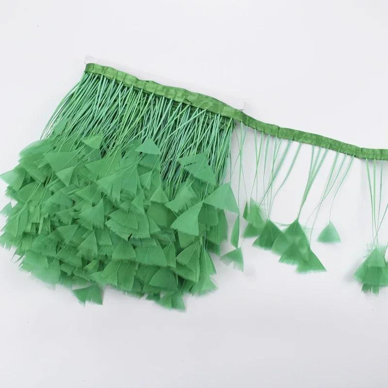 2Meters Colored Turkey Feathers On Tape Tassel Fringe Trim Decoration White Black Ribbon Sewing Dress Flecos Handicrafts Decor