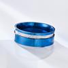 Fashion 8mm Men Blue Stainless Steel Wedding Ring Fashion Silver Color Meteorites Inlaid Steel Ring For Men Wedding Band