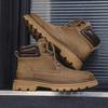 2024 Men's Genuine Leather Martin Boots: Breathable Autumn Workwear & Motorcycle Footwear for Mountaineering