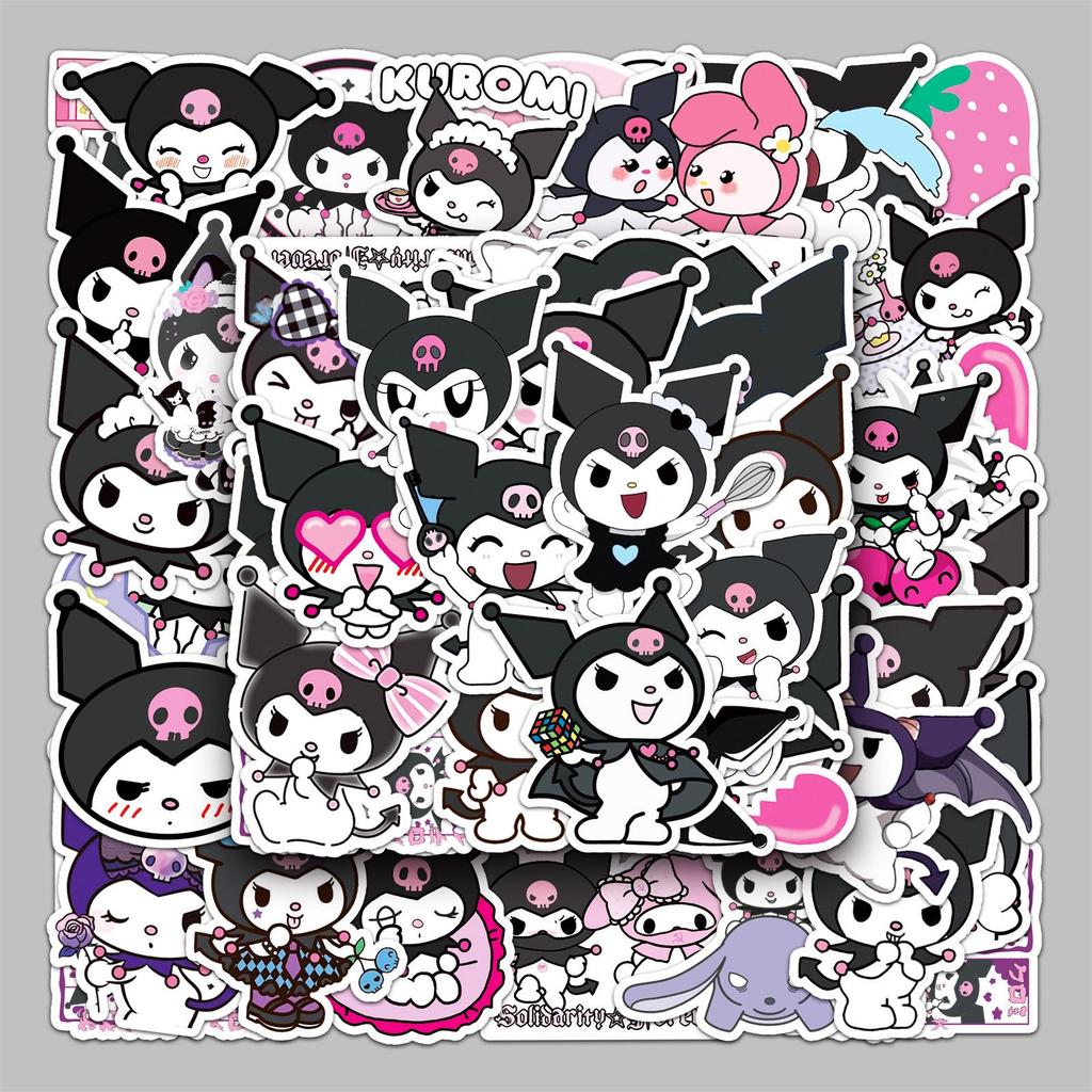 50 Anime Kuromi Cartoon Stickers for Journals, Suitcases, Cars, Fridges - Decorative and DIY Graffiti Set