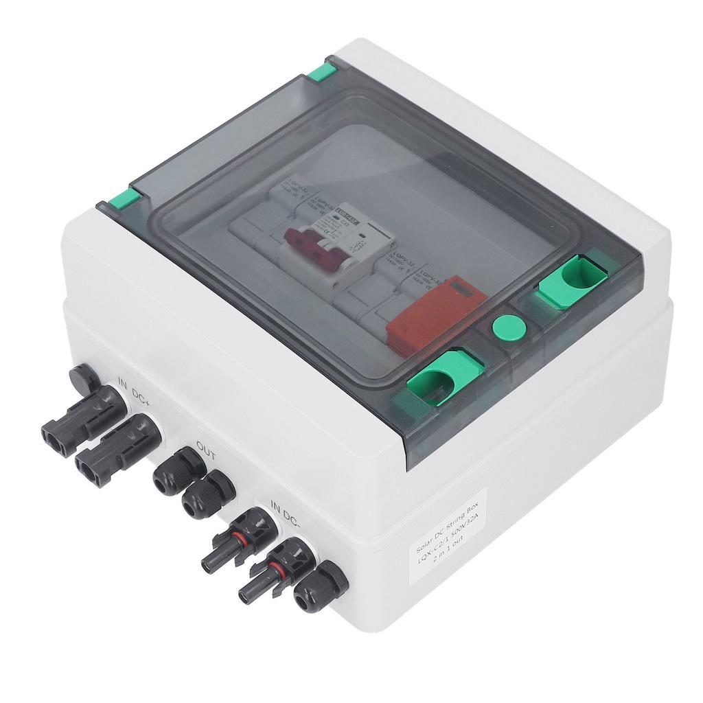 PV Combiner Box 2 String Waterproof Solar Combiner Box with 15A Fuse 32A Circuit Breaker DC500V