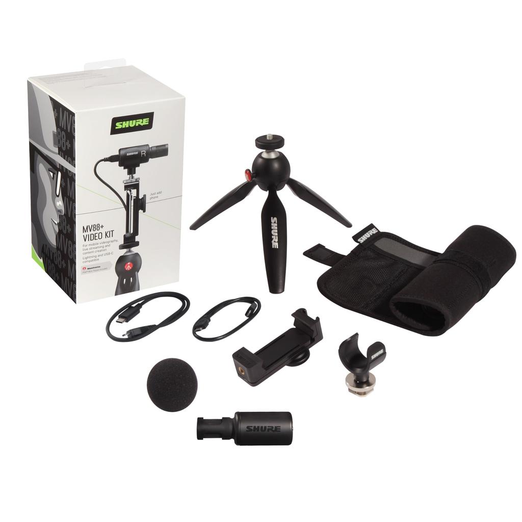 Shure MV88+ Video Kit Stereo Condenser Microphone MV88+DIG-VIDKIT USB-C Smartphone External Microphone for Video Recording