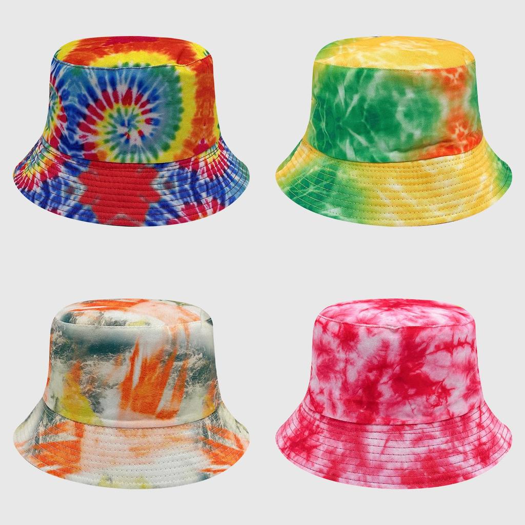 Cotton Tie Dye Sun Protective Bucket Hat With Short Brim For Hiking And Beach