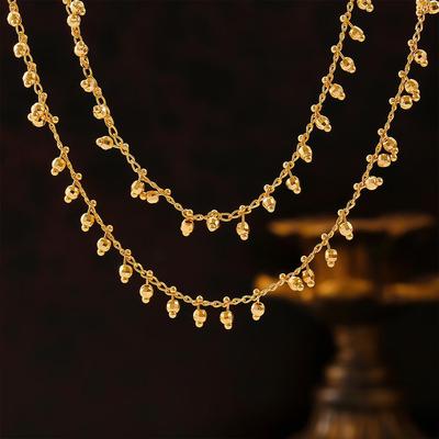 18K Gold Plated Gourd Tassel Pendant Necklace for Women - Luxury Copper Clavicle Chain