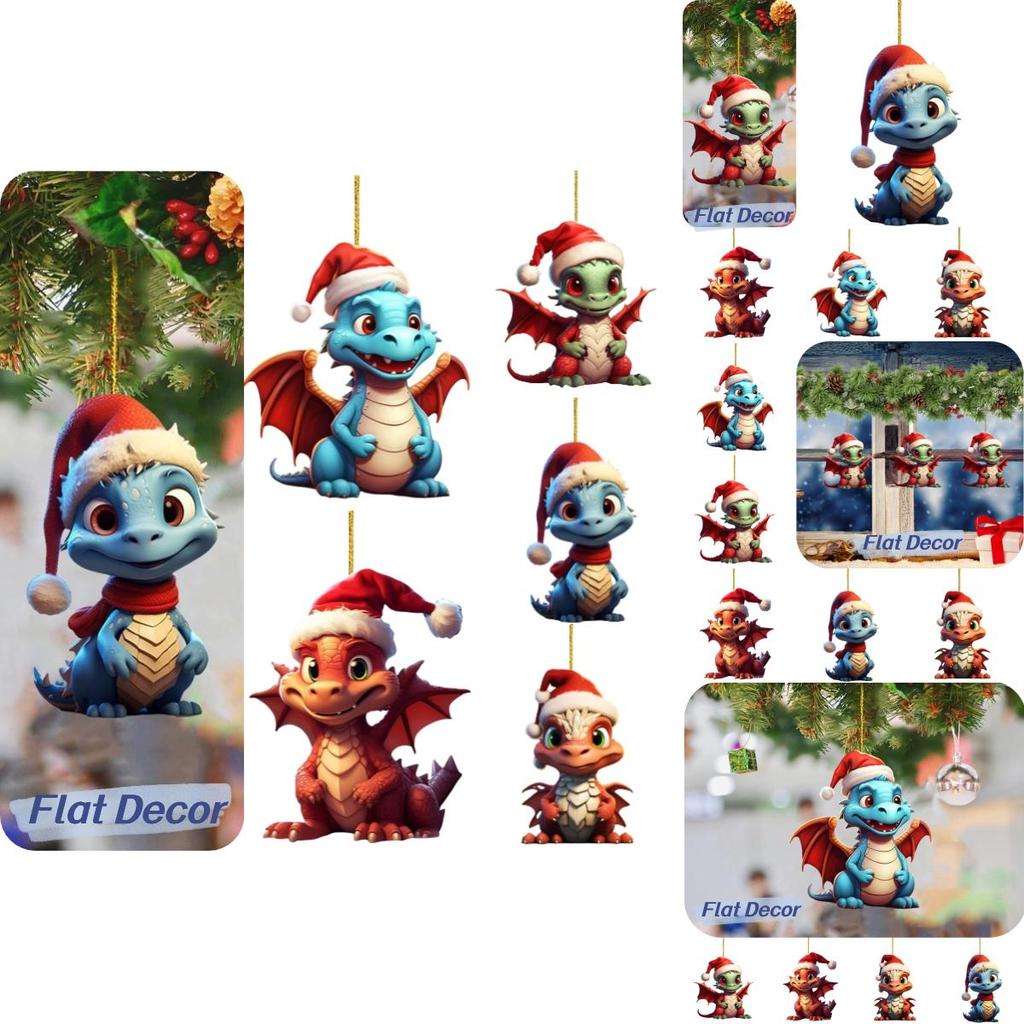 Festive Christmas Dragon Car Ornament Acrylic Material Cartoon Style Multiple Colors Automotive Interior Decor