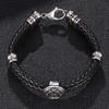 Punk Genuine Braided Men Leather Bracelet Bangles Shield Stainless Steel Lobster Clasp Bracelet Jewelry Gifts