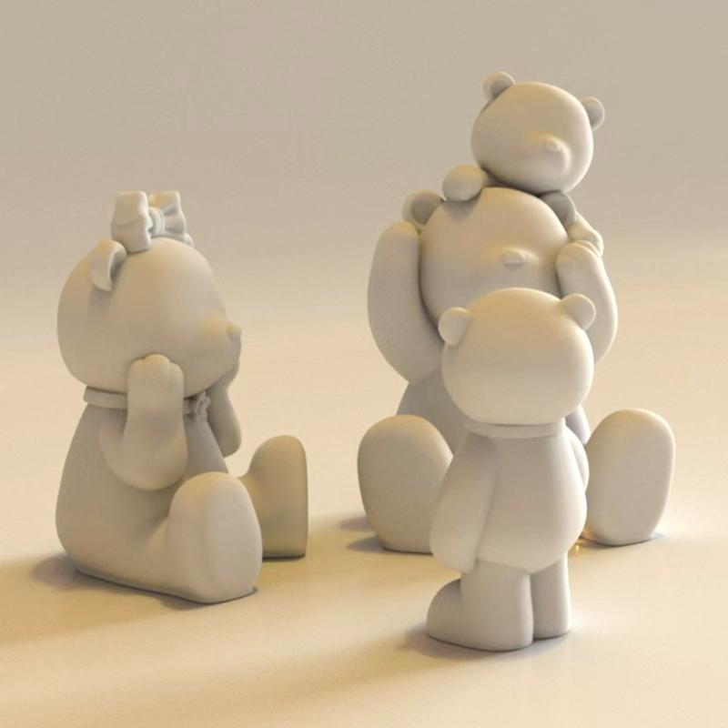 Multipurpose Adorable 3D Bear Sturdy Silicone Mold Portable for Resin Craft and Gypsum Figurines Home Decoration