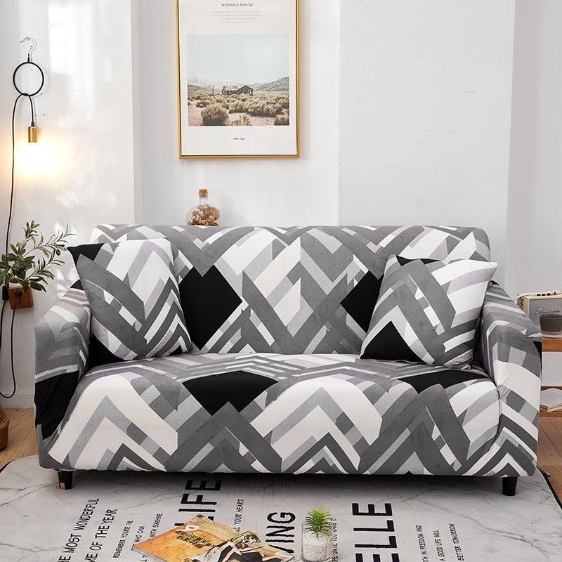 Luxurious Stretchable Slipcover With Geometric Design For 1-4 Seater Sofas Perfect Fit
