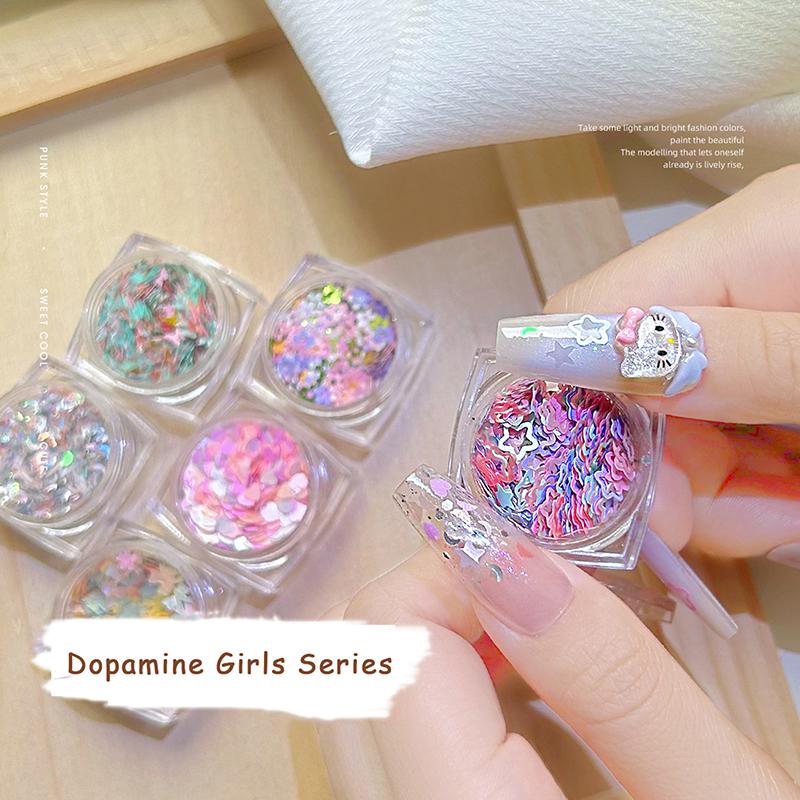 Nail Art Sequins Six Shapes Glitter Sweet Girl Accessories Manicure Supplies Colorful Sticker Make Up Diy Decals Decoration