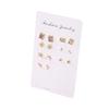 7 Pairs Ear Stud Delicate Artificial Gemstone Inlaid Earrings Love Star Moon Square Shape Elegant