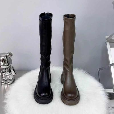 Fashion Vintage Women Knee High Boots Fashion Platform Thick Heel Shoes Autumn Winter Ladies Knight Long Botas De Mujer