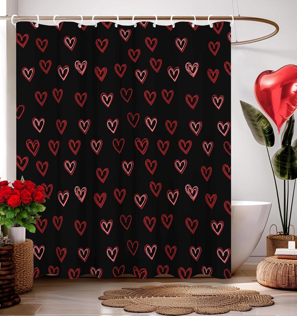 Shower Curtain for Bathroom Decor Curtains Love Heart Bathtub Cortinas de Baño Cute Decorative Unique Design Pretty Women