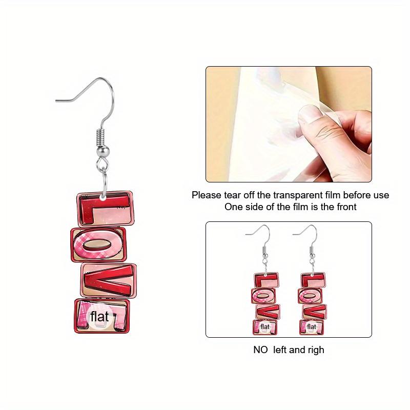 Valentine's Day Romantic Red Heart LOVE Acrylic Earrings Wedding Proposal Engagement Earrings Holiday Party Jewelry Gifts Packs Party Favor