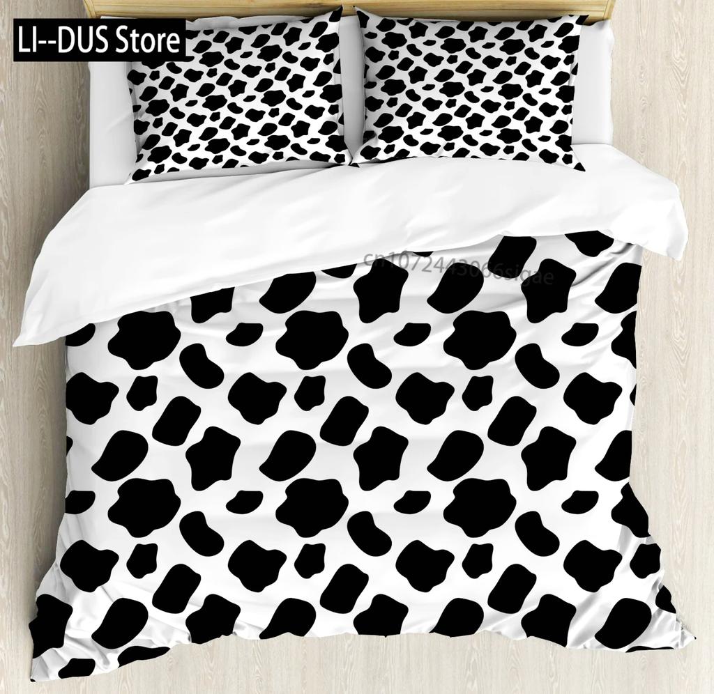Comforter Cute Milk Cow Print Twin King Queen Microfiber Cartoon Cattle Bedding Set Farmhouse Animal Theme Comforter