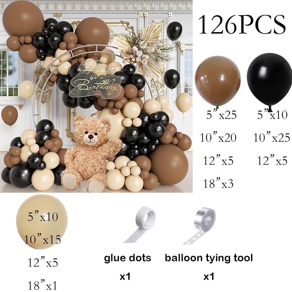 

Bear Theme Balloons Garland Arch Brown Skin Black Balloon Kit Baby Shower Gender Reveal Wedding Birthday Party Decoration Globos AS Picture
