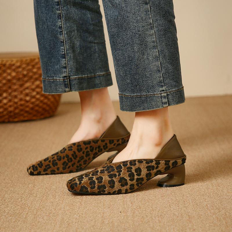 

AJGS женские мягкие замшевые туфли-перчатки с квадратным носком и леопардовым принтом на высоком каблуке, удобные туфли-перчатки телесного цвета мокко на весну для женщин 42 цветной печати леопарда
