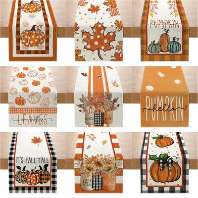 Linen Table Flag Autumn Harvest Day Pumpkin Print Coffee Table Table Decoration Cloth Living Room Kitchen Table Cloth