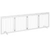 Freestanding Pet Gate 4 Panel Wooden Dog Barrier Folding Safety Fence with Support Feet Up To 204cm Long 61cm Tall for Doorway Stairs White