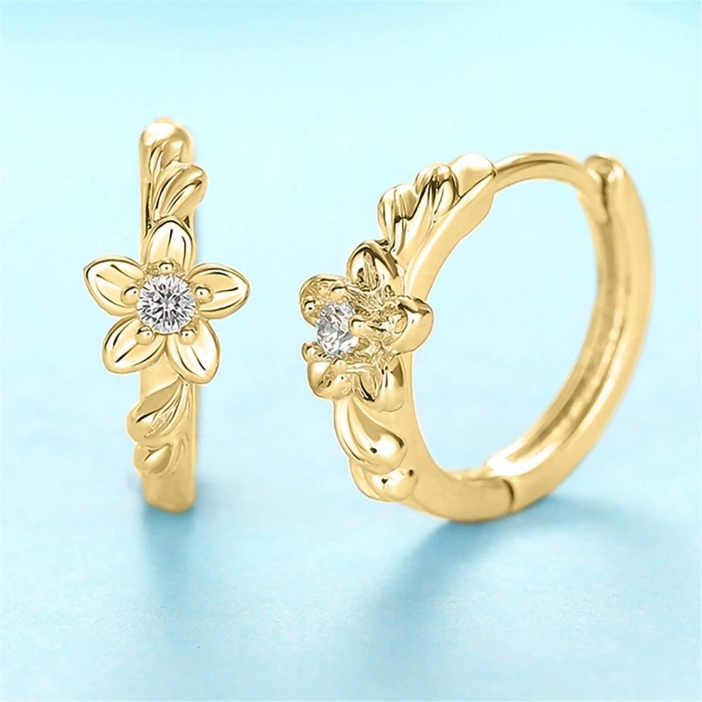 Милые Женские Маленькие Белые Циркониевые Серьги-Кольца Цветок Винтажная Мода Серебристый Цвет Свадебные Для Женщин