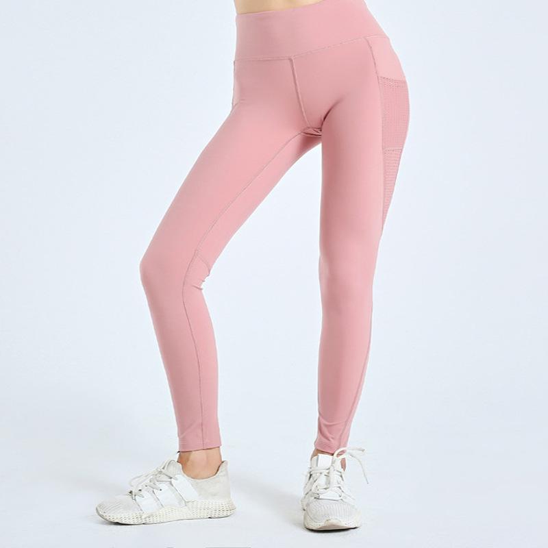 

Брюки для йоги с высокой талией, персикового цвета, с накладными карманами на бедрах, женские, с сетчатыми вставками, облегающие, для бега и фитнеса, спортивные штаны с эффектом подтяжки бедер XL