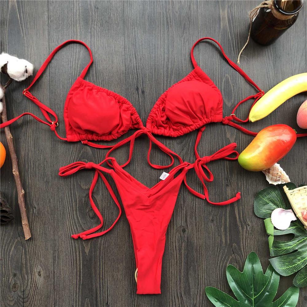Moda 14 Colori Allacciato Bikini Costume da Bagno Femminile Costume da Bagno Donna Set Bikini Due Pezzi Leopardo Brasiliano Bather Costume da Bagno