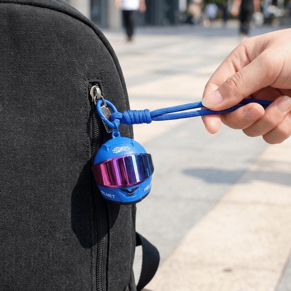 Multi-functional Light Up Helmet Key Fob 3D Mini Helmet Keychain  For Biker