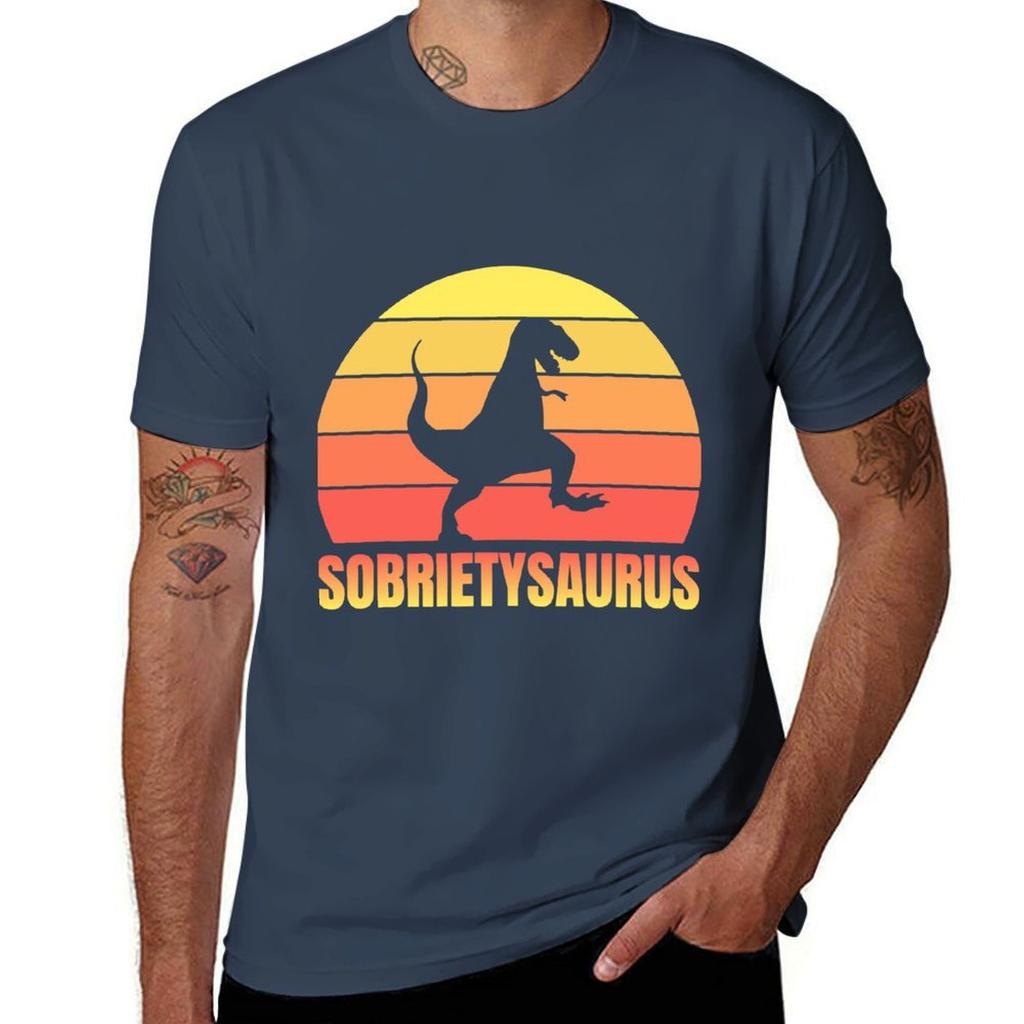 Sobriety T RexAlcoholics Anonymous AA Sober AF TShirt Long Lasting Casual TShirt