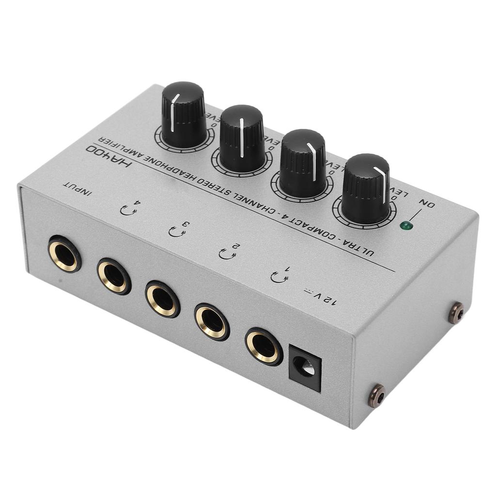 4 Channel Headphone Amplifier Stereo Earphone Splitter with Power Adapter