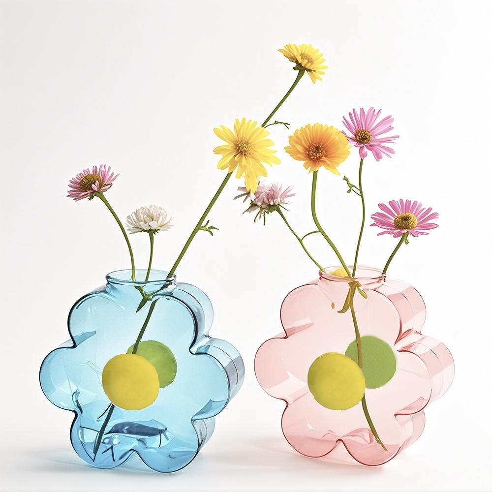 Colorful Glass Vase Nordic Hydroponic Flower Vases Creative Small Plant Pot Flower Arrangement Home Office Wedding Decoration