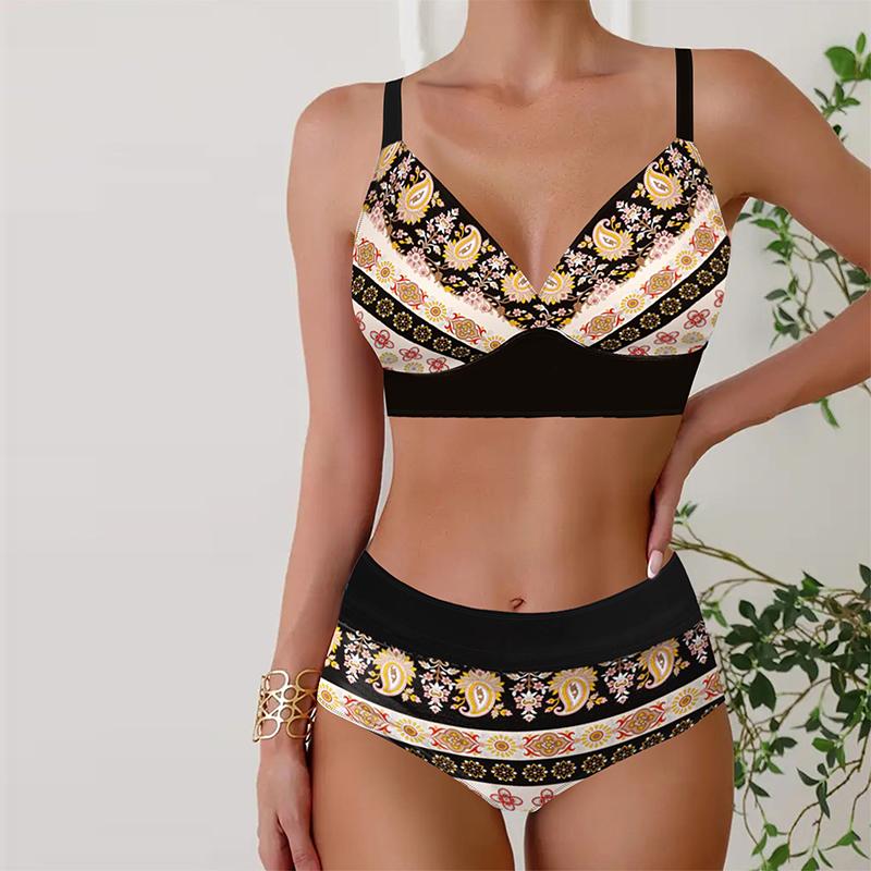 

Женские купальники танкини 2-х частей купальник черно-белый нерегулярный полосатый принт купальные костюмы для отпуска 5XL бежевый