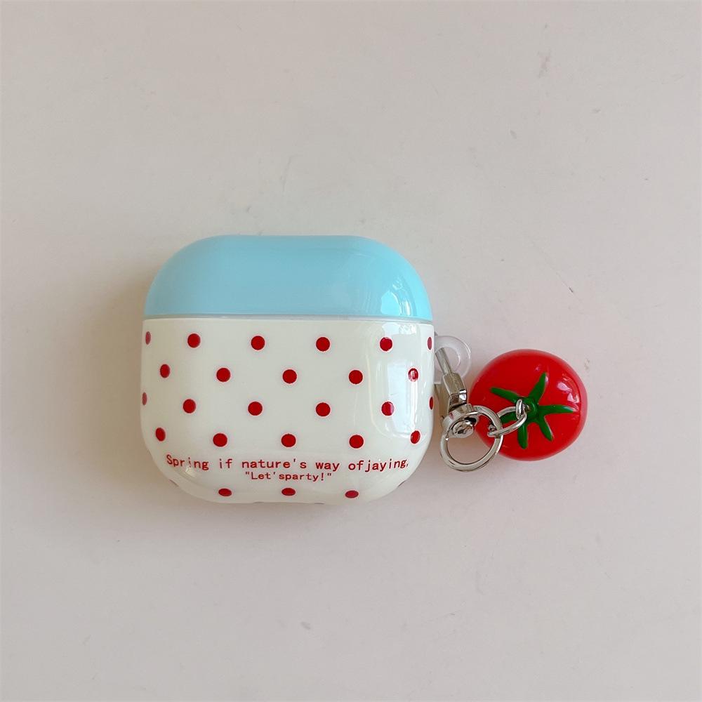 Korean Contrasting Color Polka Dot Earphone Cover for Apple AirPods 1 /1 Generation Flower Pendant Case PRO1/PRO Simple