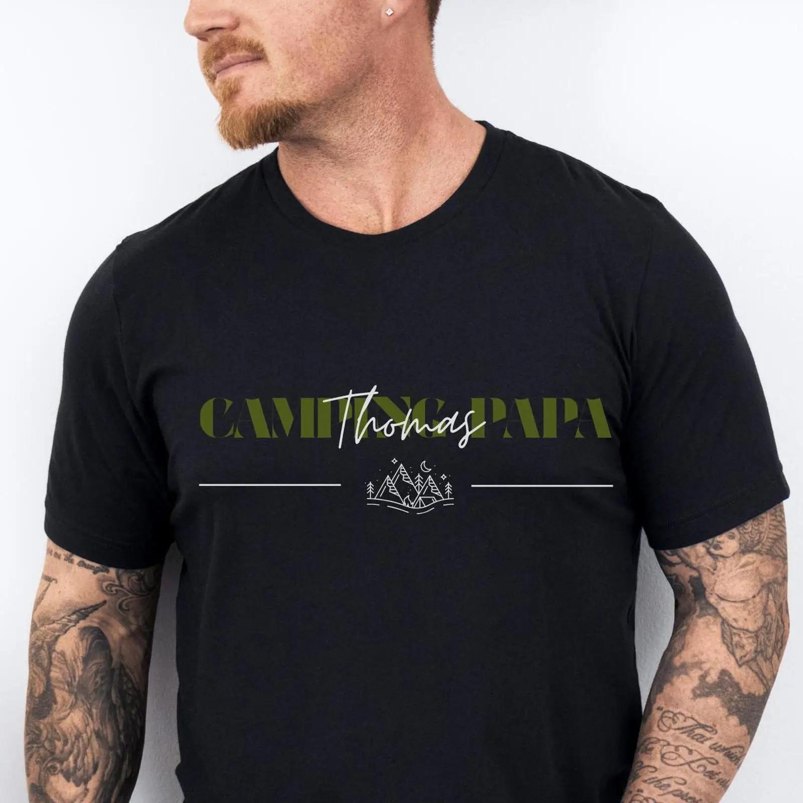 

Personalized Custom Name Camping Papa T Shirt Father s Day for Dad Men s Outdoor Mountains vintage Washed Stretched Unisex S разноцветный