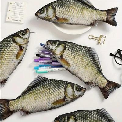 Creative Simulated Salted Fish Case Large Capacity Pencils Bag Funny School Pencil Cat Toy Stationery Supplies