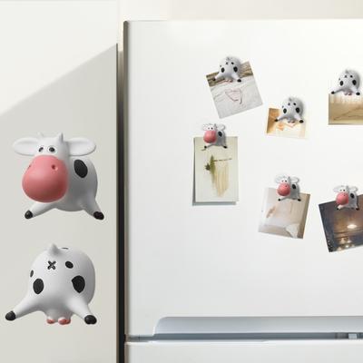 Dairy Cow Refrigerator Magnet Resin 3D Cattle Animal Microwave Oven Whiteboard Notes Photo Fridge Magnet Home