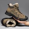 Men's Winter Warm Hiking Boots with Fur Lining, Leather Ankle Boots, Waterproof, Non Slip, Lace Up Snowshoes