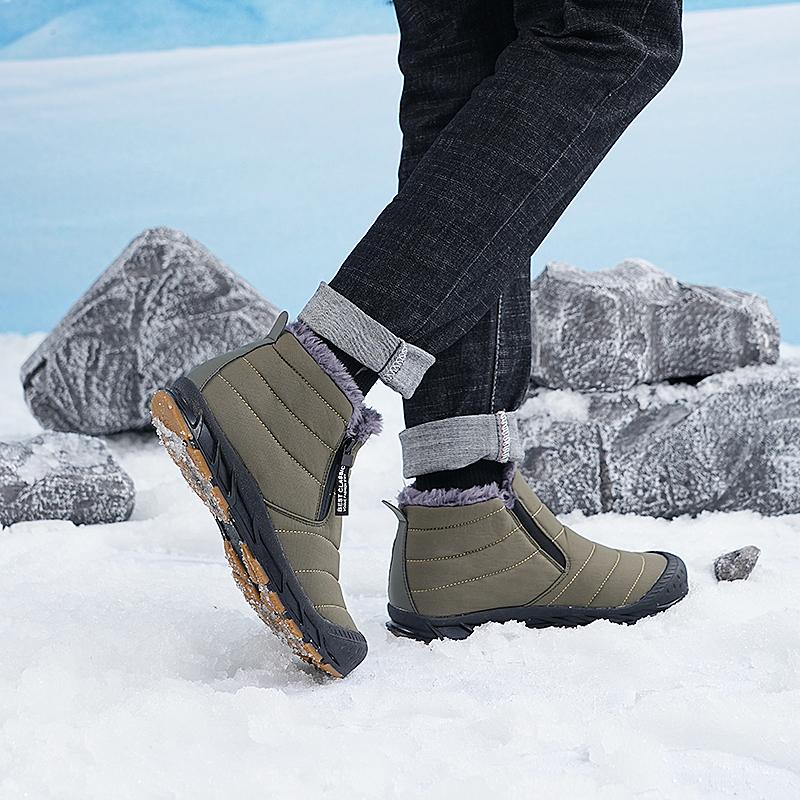 Winter Fur Lined Warm Lightweight Shoes Outdoor Anti-slip Snow Boots for Couple New Thicken Fleece Lined Casual Short Booties