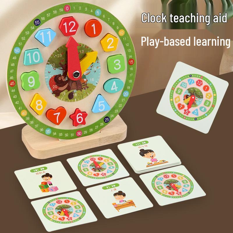 Pädagogische Holzuhr für Kinder - Frühes Lernen Digitaler Wecker