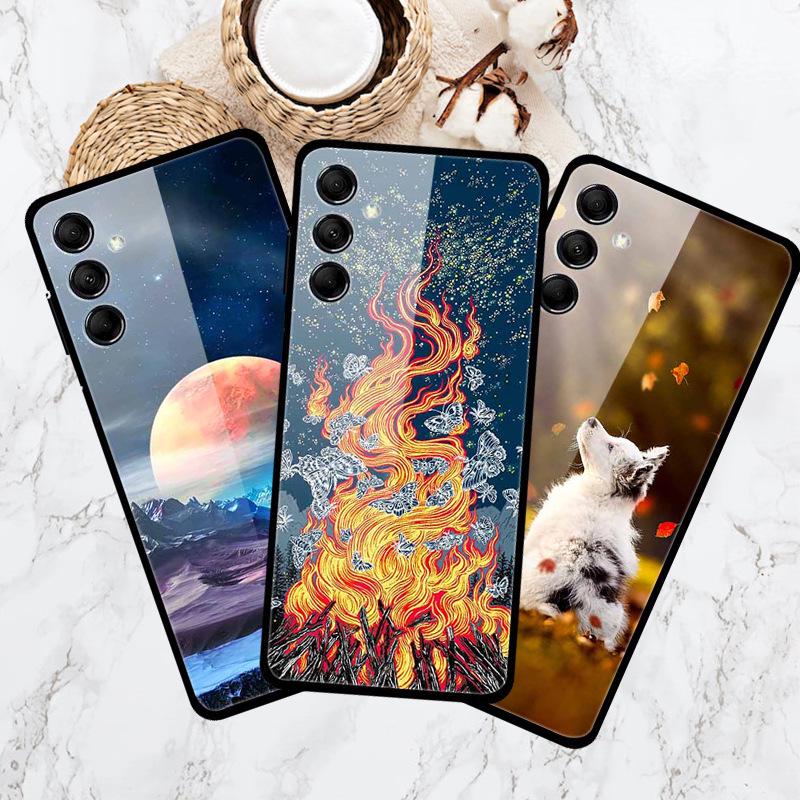 Kreative Landschaft Tierkunst Gehärtetes Glas Hülle für Samsung M14 5G