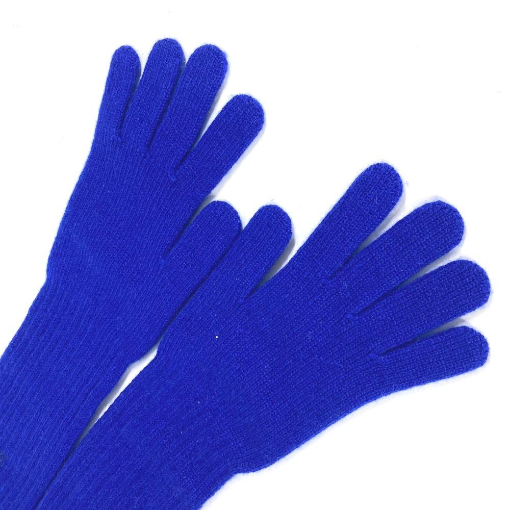 Chanel Luvas Longas CC Marca CC Acessórios luvas Caxemira azul